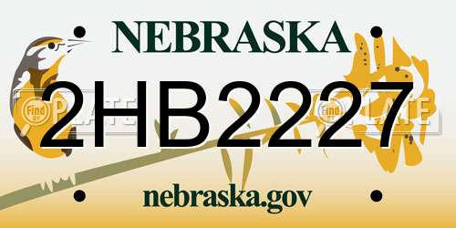 2HB2227 Nebraska License Plate