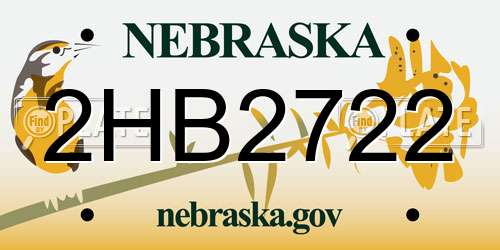 2HB2722 Nebraska License Plate