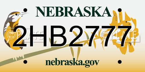 2HB2777 Nebraska License Plate