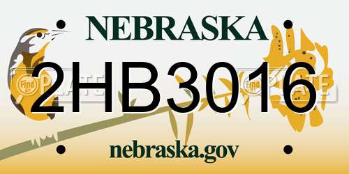 2HB3016 Nebraska License Plate