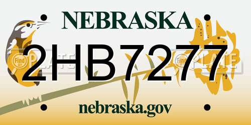 2HB7277 Nebraska License Plate