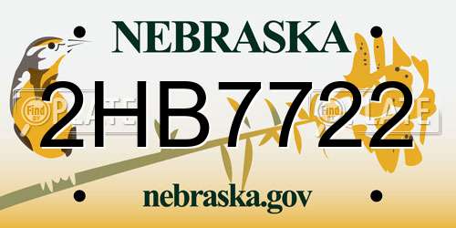 2HB7722 Nebraska License Plate