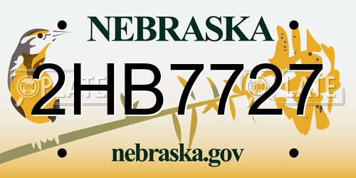 2HB7727 Nebraska License Plate