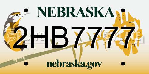 2HB7777 Nebraska License Plate