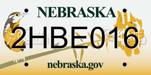 2HBE016 Nebraska License Plate