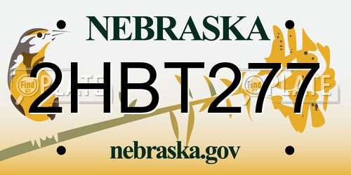2HBT277 Nebraska License Plate