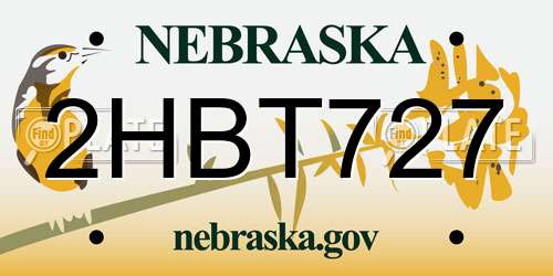 2HBT727 Nebraska License Plate
