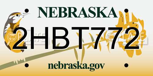 2HBT772 Nebraska License Plate