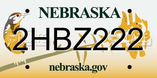 2HBZ222 Nebraska License Plate