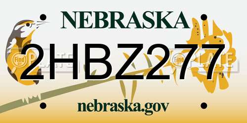 2HBZ277 Nebraska License Plate