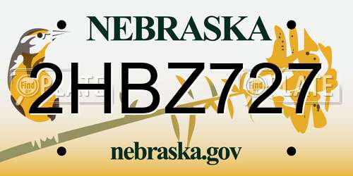 2HBZ727 Nebraska License Plate