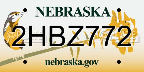 2HBZ772 Nebraska License Plate