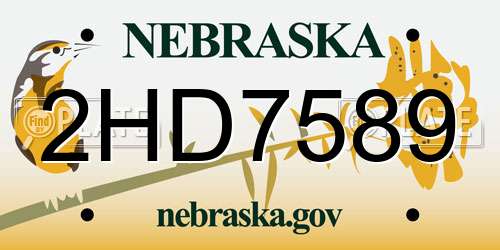 2HD7589 Nebraska License Plate