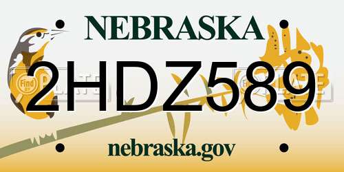 2HDZ589 Nebraska License Plate