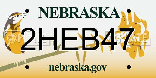 2HEB47 Nebraska License Plate