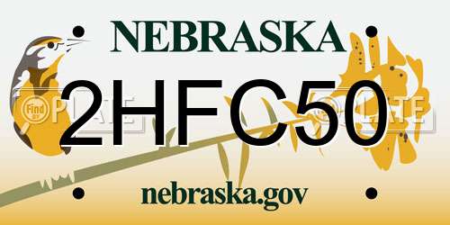 2HFC50 Nebraska License Plate