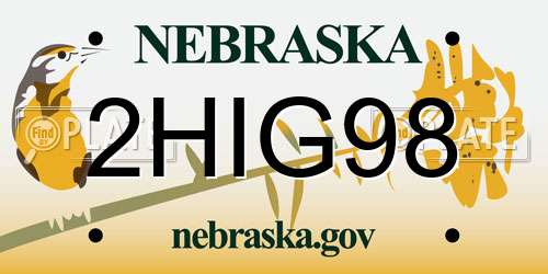 2HIG98 Nebraska License Plate