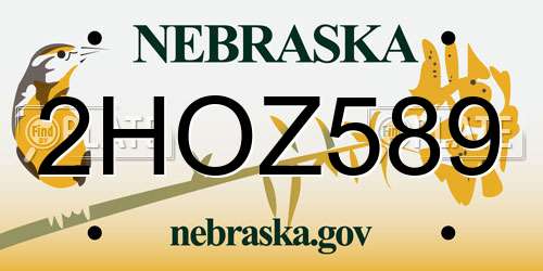 2HOZ589 Nebraska License Plate