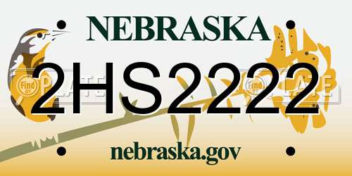 2HS2222 Nebraska License Plate