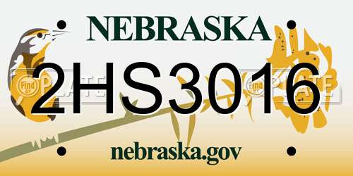 2HS3016 Nebraska License Plate