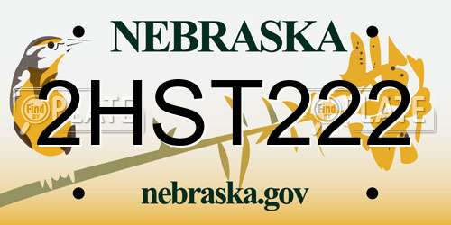 2HST222 Nebraska License Plate