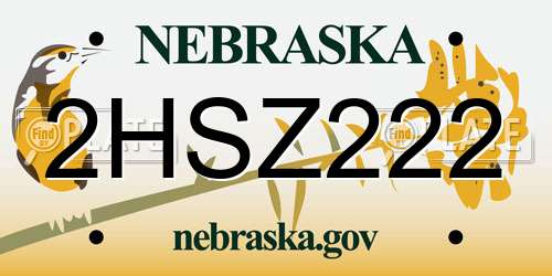 2HSZ222 Nebraska License Plate