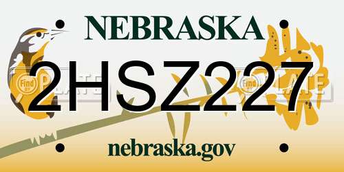 2HSZ227 Nebraska License Plate