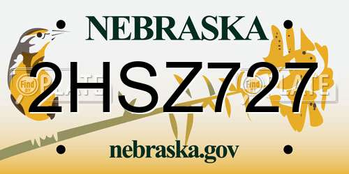 2HSZ727 Nebraska License Plate