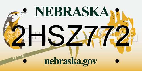 2HSZ772 Nebraska License Plate