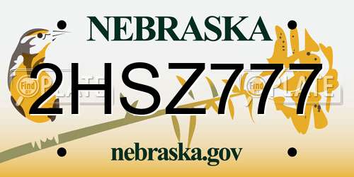 2HSZ777 Nebraska License Plate
