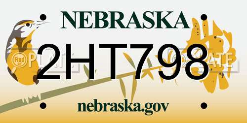 2HT798 Nebraska License Plate