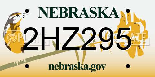 2HZ295 Nebraska License Plate