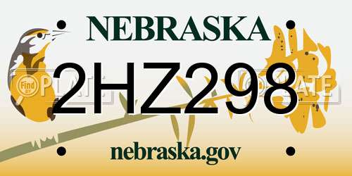 2HZ298 Nebraska License Plate