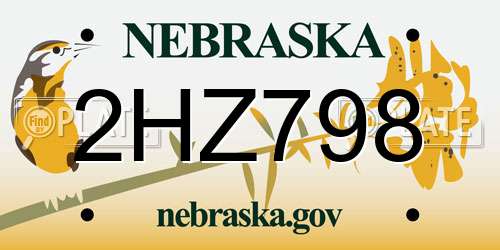 2HZ798 Nebraska License Plate