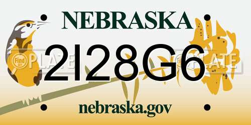 2I28G6 Nebraska License Plate