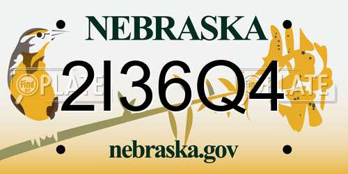 2I36Q4 Nebraska License Plate