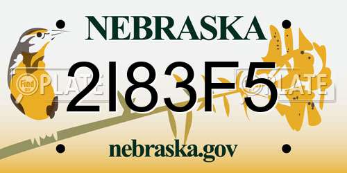2I83F5 Nebraska License Plate