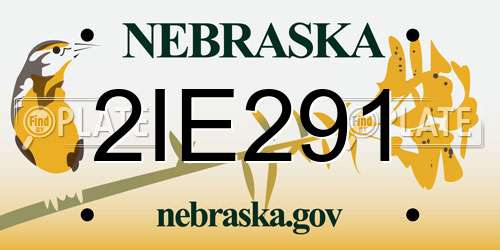 2IE291 Nebraska License Plate