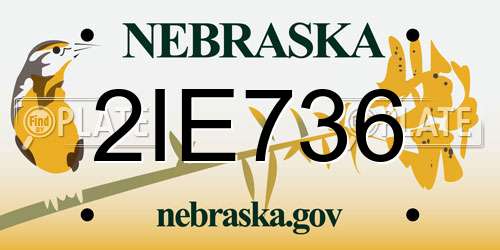 2IE736 Nebraska License Plate