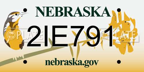 2IE791 Nebraska License Plate