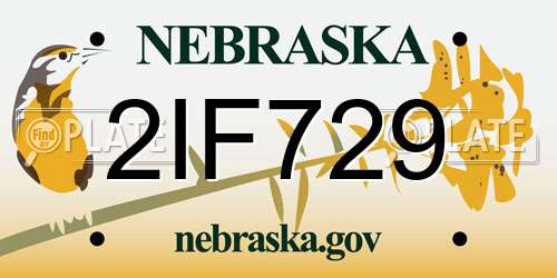 2IF729 Nebraska License Plate