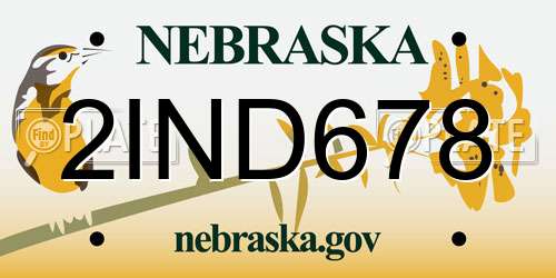 2IND678 Nebraska License Plate