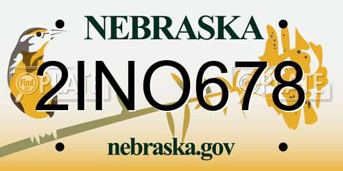 2INO678 Nebraska License Plate