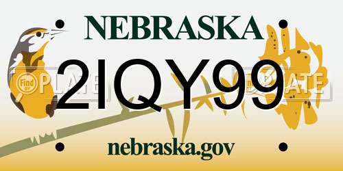 2IQY99 Nebraska License Plate