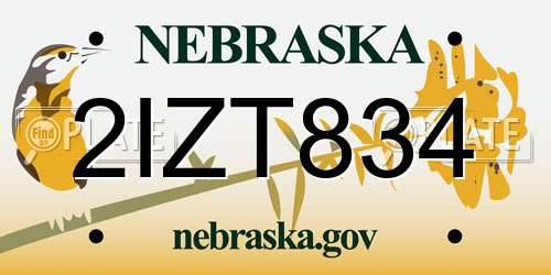 2IZT834 Nebraska License Plate