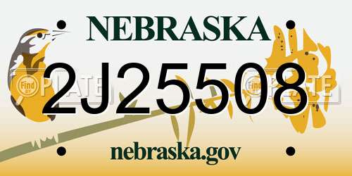 2J25508 Nebraska License Plate
