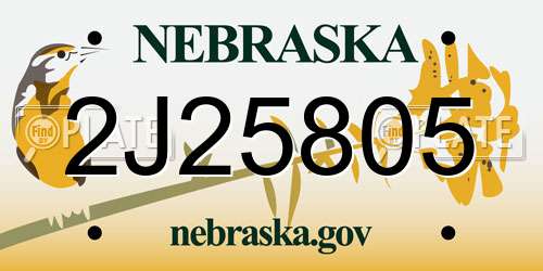 2J25805 Nebraska License Plate