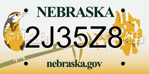 2J35Z8 Nebraska License Plate