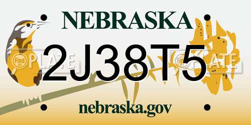 2J38T5 Nebraska License Plate
