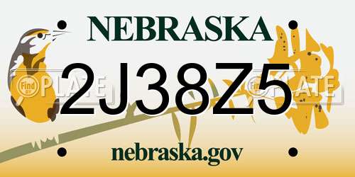 2J38Z5 Nebraska License Plate